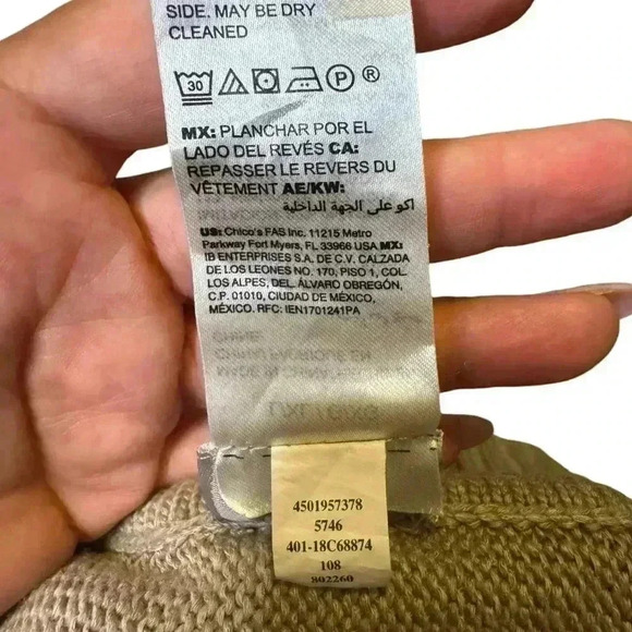 Chicos sueded trim knit poncho tan brown asymmetrical size xl. - Picture 8 of 11